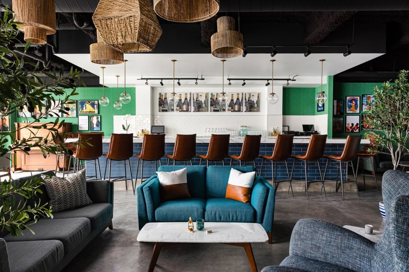 Modern bar interior in Cary, North Carolina.