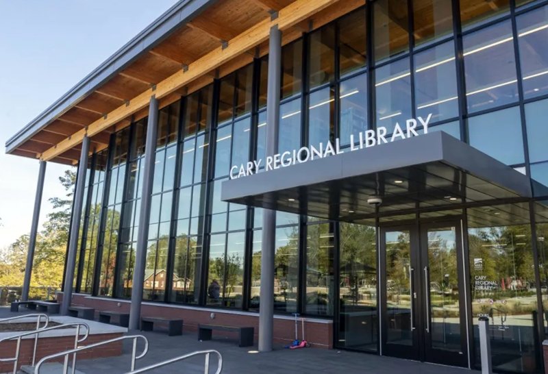 Cary Regional Library modern exterior building.
