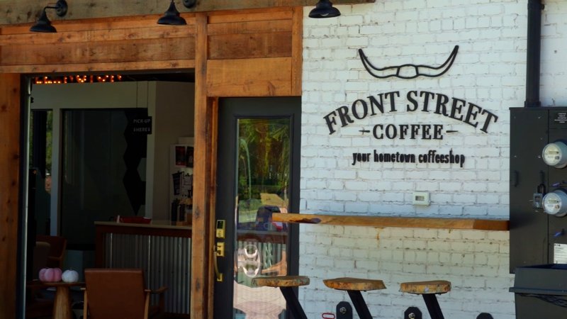 Front Street Coffee shop exterior in Lillington North Carolina