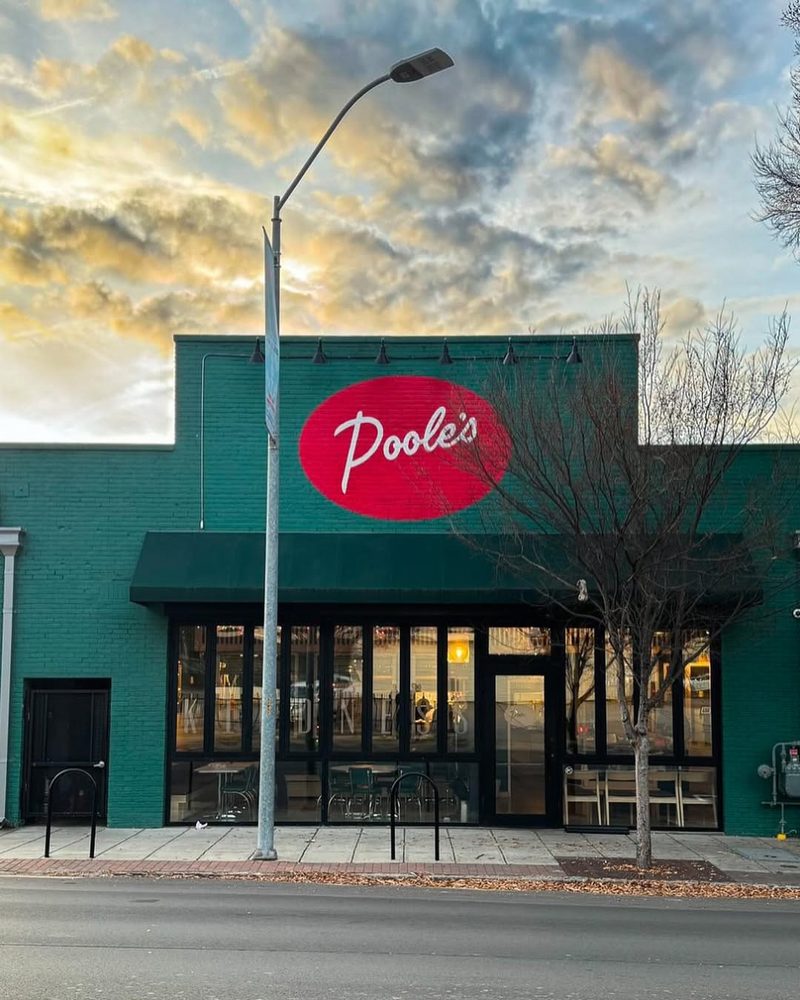 Poole's Diner exterior storefront in Raleigh, North Carolina.